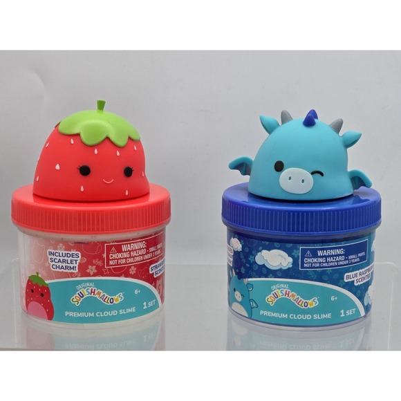 Squishmallows Other - 2 Lot Squishmallows Cloud Slime  - Strawberry Scarlet Charm & Blue Raz Tatiana